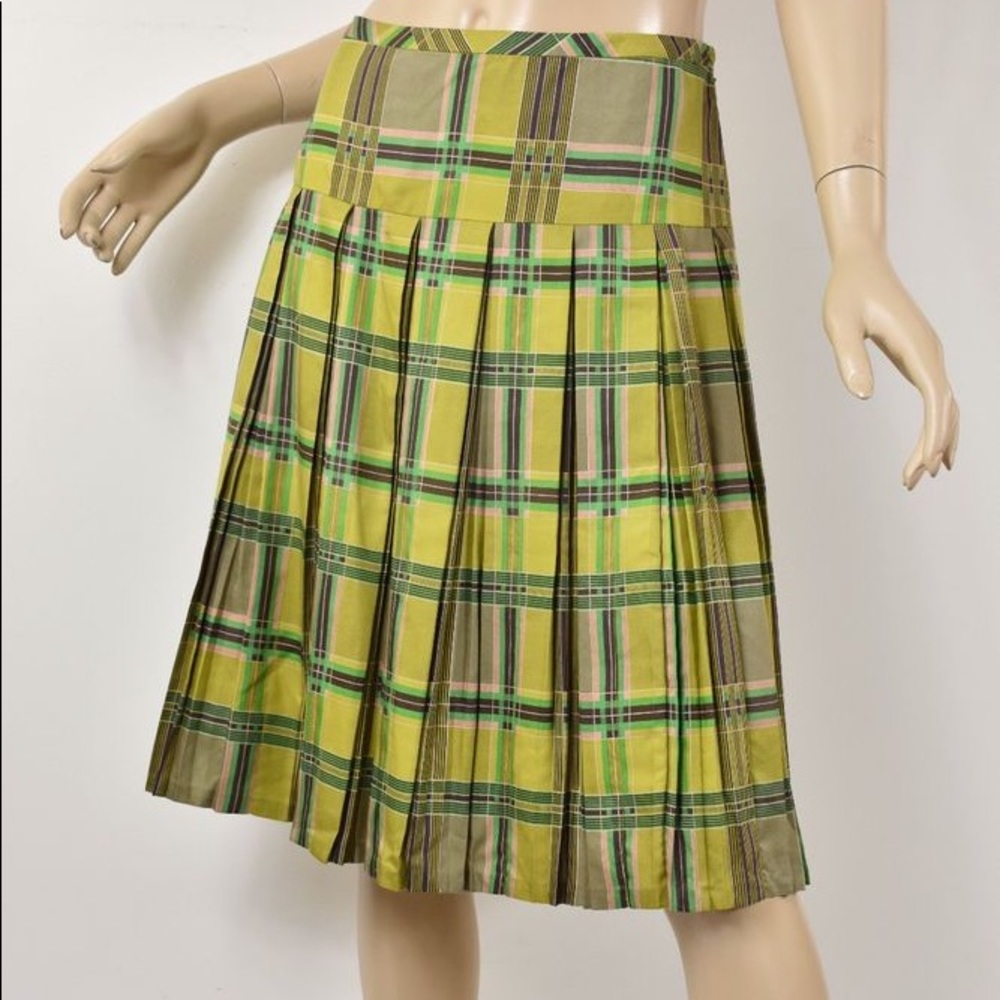 Marc by Marc Jacobs green and pink pleated skirt